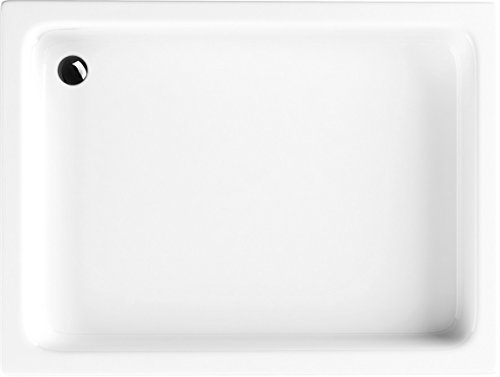 VBChome Acryl-Duschwanne 80x100x26 cm Duschtasse Grawello rechteckig Duschkabine Styroporträger Sanitär-Acryl Duschbecken stabil weiß befliesbar+ Siphon