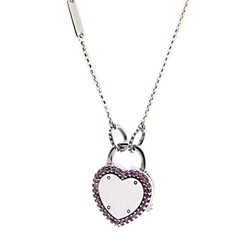 Collier en Argent Sterling 925 avec Pendentif Cœur Rose Ouvert pour Femme