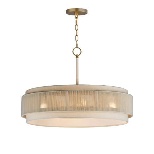 Maxim Lighting Seacliff 4-Light Single Pendant | Natural Aged Brass Finish | Transitional Single Pendant for Kitchen Islands and Counters | Adjustable Cord Suspension | 12814OFNAB