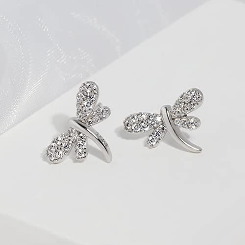 Meissa Animals Earrings Dragonfly Stud Earrings Sterling Silver Stud Earrings With Cubic Zirconia Opal Pearl Cute Animals Stud Hoop Gifts For Women Teen Girl (Rose Gold) #TOP4