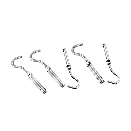 Image of Concrete Wall Hook, 304 Stainless Steel Expansion Hook,Concrete Hook,Open Cup Hook, Heavy Duty Hooks Expansion Bolts for Concrete Brick Wall 5 Pack M6