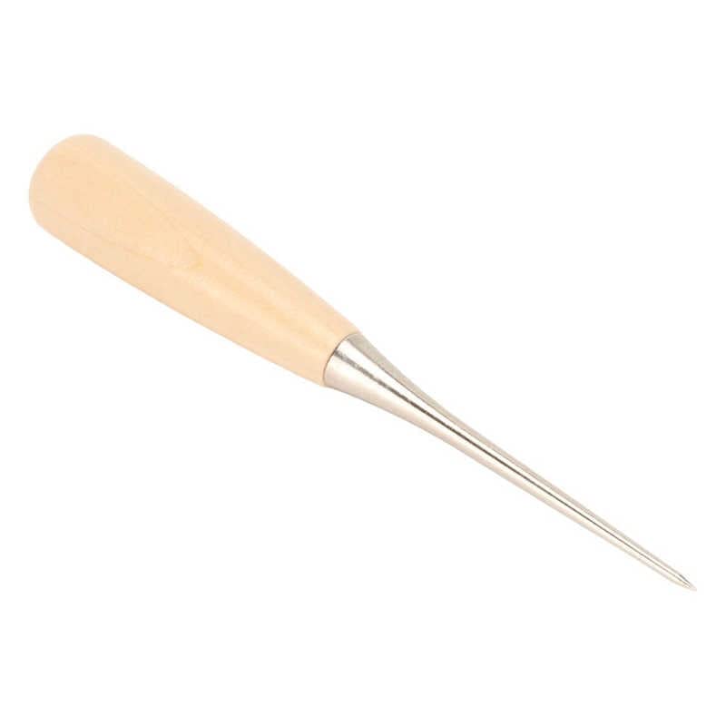 Wooden Handle Awl Labor Saving Multipurpose High Strength Awl Tool Stainless Steel Portable with Case Guard for DIY Sewing for