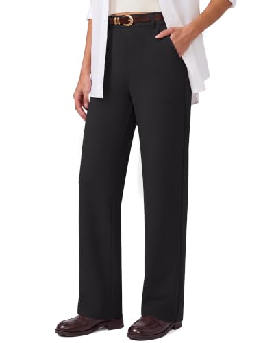 G4Free Dress Pants Women Elastic Waist Comfy Slacks,Black,L,Regular - image 1