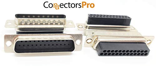 Kit 4 Sets Conector DB25 Macho con Capuchas y Pines miniatura 7