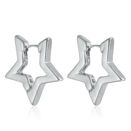 THXFUNAREA Boucle d Oreille Acier Inoxydable Boucles d'oreilles en étoile Boucle d Oreille Acier Inoxydable Cadeaux d'anniversaire pour les femmes