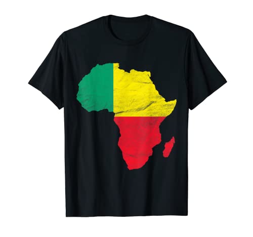 Benin Flag Africa Continent Silhouette Gift for Beninese Camiseta