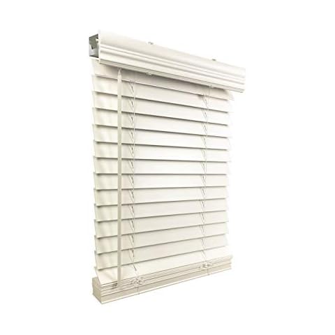 US Window And Floor 2" Faux Wood 34.625" W x 72" H, Inside Mount Cordless Window Blinds, 34.625 x 72, Smooth White,CLF0103450720 Cover