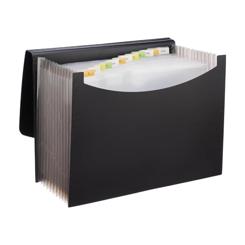 Amazon Basics Expanding File Folder with 13 Pockets, Letter Size, Also Fits A4 Size Documents (Black)