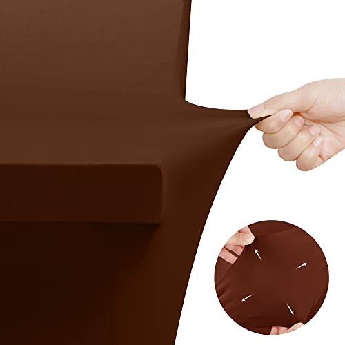 Image of Utopia Kitchen Spandex Tablecloth 2 Pack [6FT, Light Coffee] Tight, Fitted, Washable and Wrinkle Resistant Stretch Table Cloth Rectangle Cover for Trade Show, Weddings & Parties [72Lx30Wx30H Inch]
