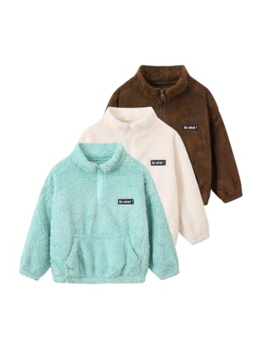 Image of Girls Sweatshirts Quarter-zip Sherpa Fleece Pullover Fuzzy Jacket
