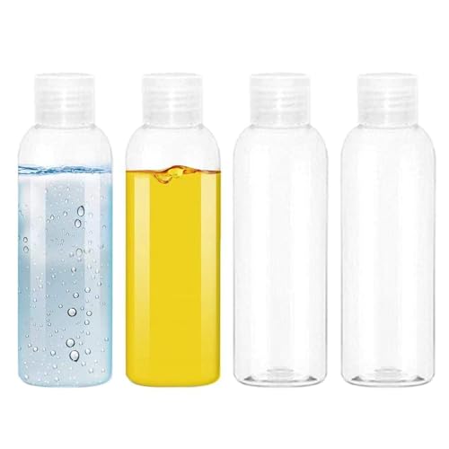 EOPER 4 Pack 100ML Empty Clear Plastic Squeeze Bottles with Disc Top Flip Cap Travel Bottle BPA-Free Containers For Shampoo Lotions Liquid Body Soap Creams