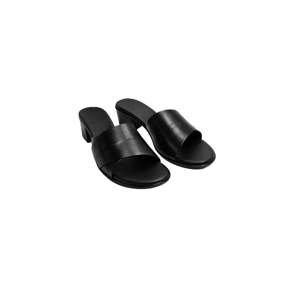 heyLavida Women’s Black Block Heel Mule Sandals | Synthetic Leather | Office Wear Sandals-image-9