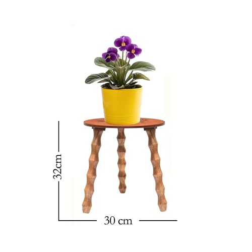 Image of Decor Corner Table Coffee Table Side Table, Round Solid Wood End Table Coffee Table Flower Stand Sofa Side for Living Room Balcony (Walnut)