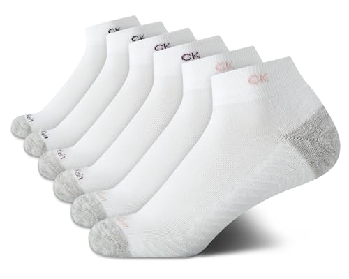 Image of Calvin Klein Womens Quarter Socks - 6 Pack Athletic Performance Cushioned Ankle Socks for Women for Running and Workout