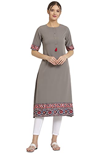 Image of Women's Crepe Skinny Kurta (ALC9118GREY1 Grey M)