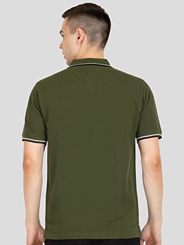 Image of MEN IN BLUE Mens Polo Tshirt | Cotton Blend Pique Knit Polo Collar Half Sleeve Regular Fit Tshirt with Embroidered Logo on Chest and Sleeve