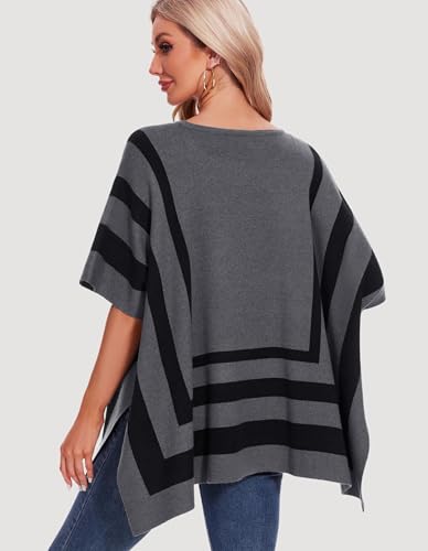 PULI Womens Jacquard Pullover Ponchos Sweater Elegant Shawl Wraps Warm Travel Sweaters for Fall Winter2