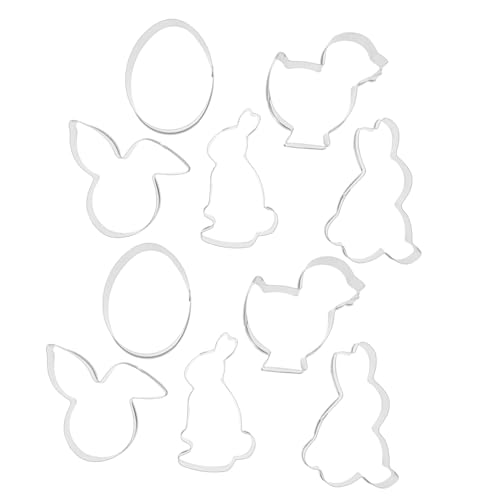 HOMOBABE 10 Piezas molde de galletas Cortadores galleta de pollito cortador de galletas de conejo galleta de conejo molde para galletas Acero inoxidable Silver