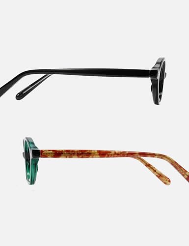Image of Slocyclub 2pack Oval Blue Light Blocking Glasses for Women Men, Small 90s Retro Oval Frame Bluelight Glasses for Gaming /Computer /Screen(Black and Green Tortoise)