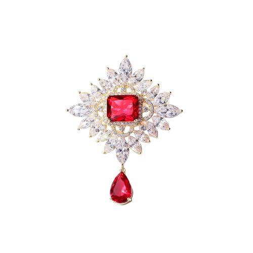 Image of Crystal Pearl Flower Brooches Pins Fashion Beautiful Created Rhinestone Floral Brooch Good Idea for Party Dance Wedding Banquet for Elegant Women Girl