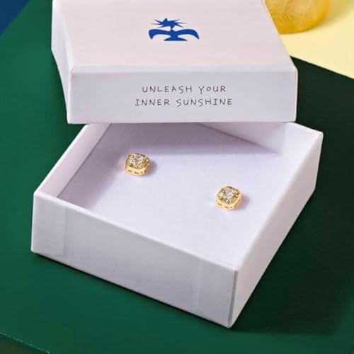 18K Gold Plated Square Stud Earrings for Women – Cubic Zirconia Hypoallergenic Earrings, Lightweight Brazilian Semi-Jewelry Gift4