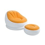 Intex Inflatable Colorful Cafe Chaise Lounge Chair + Ottoman, Orange | 68572E-O