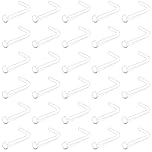 VCMART 30pcs Clear Nose Studs Retainers 20G Invisible Flat Top Plastic Bioflex Nose Hide Piercing for School Work