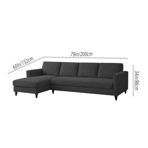 Image of Carlos LHS 4 Seater L Shape Sofa Set for Living Room & Home Office Furniture, Modern Durable Sectional Corner Sofa Couch, Premium Fabric Comfortable Seating with Strong Frame (Black)