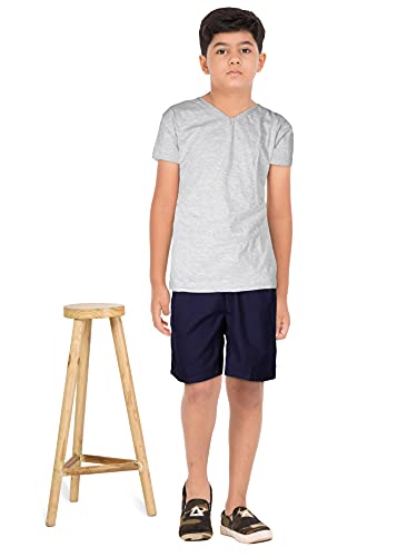 Image of Boys' Navy Blue School Shorts | Elastic Waistband for Comfort | Terry Cotton Blend for School & Play | Regular Fit