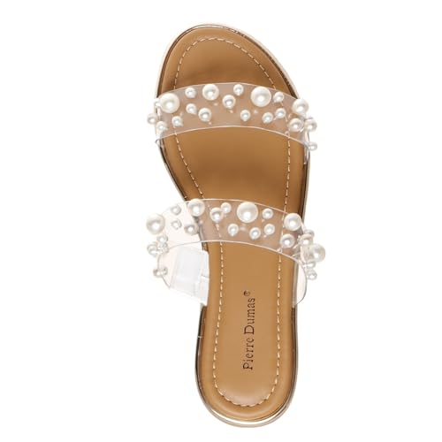 Pierre Dumas Sense-2 Women's Slip-On Slide Sandal Clear Lucite and Pearls for Women3