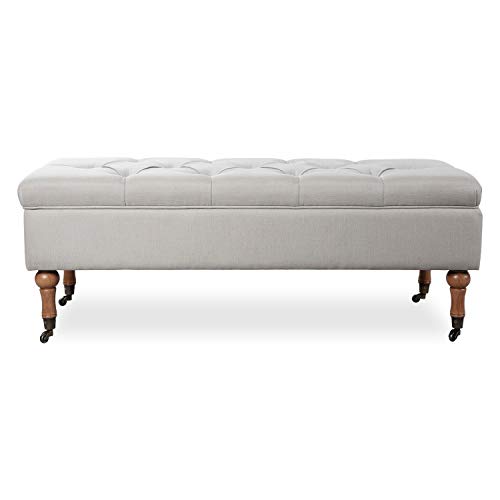 INTENSE DECO Banquette Coffre capitonnée Philippine Tissu Beige