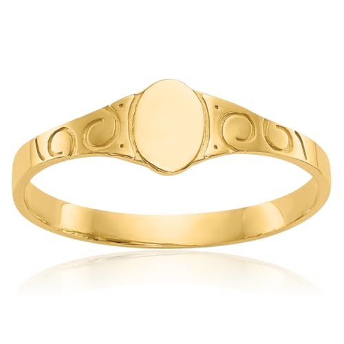 IceCarats 14K Solid Yellow Gold Oval Custom Engraved Signet Ring Handmade Personalized Monogram Initial Letter Band