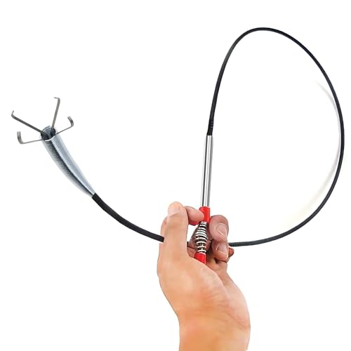 Drain Snake, Drain Clog Remover - Gutter Cleaning Tools Drain Cleaner for Toilet Sewer Shower Kitchen Bathroom Tub Clogged Drains Opener Cleaning Tool, Flexible Grabber Claw Pick Up Reacher (35 inch)