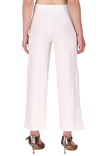 ladyline Women's Cotton Flared Wide Leg Lounge Pants – High Rise Stretch Cotton Relax Fit Pants with Pockets – Summer Bottoms4