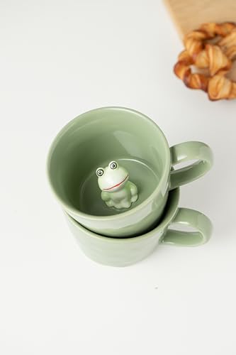 Taza de cerámica con rana 3D interior 12 oz miniatura 6
