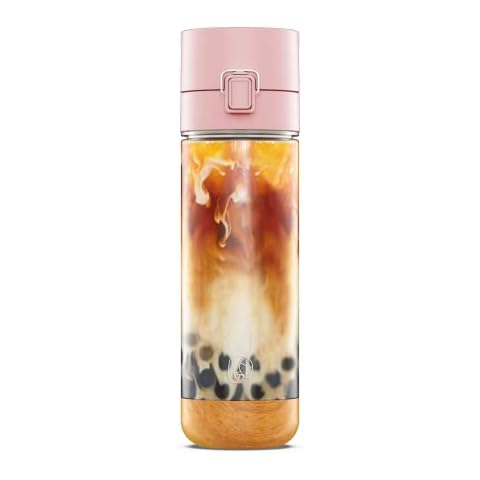 BobaMate Wiederverwendbarer Boba-Flaschenbecher, Smoothie-Becher | auslaufsicherer Deckel mit integriertem Strohhalm und Tragegriff Cover