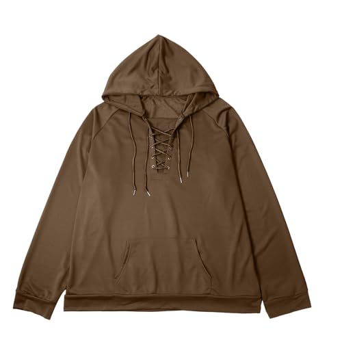 Men's Vintage Lace Up Hooded Sweatshirts Oversized Long Sleeve Pullover Tops Retro Gym Workout Sweatshirts4