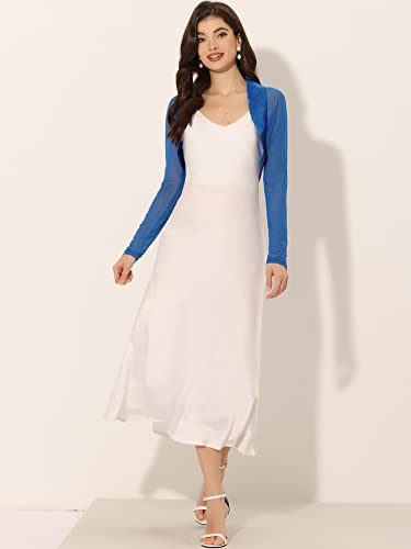 Image of Allegra K Women's Satin Shrug Wedding Open Front Mesh Evening Formal Bolero