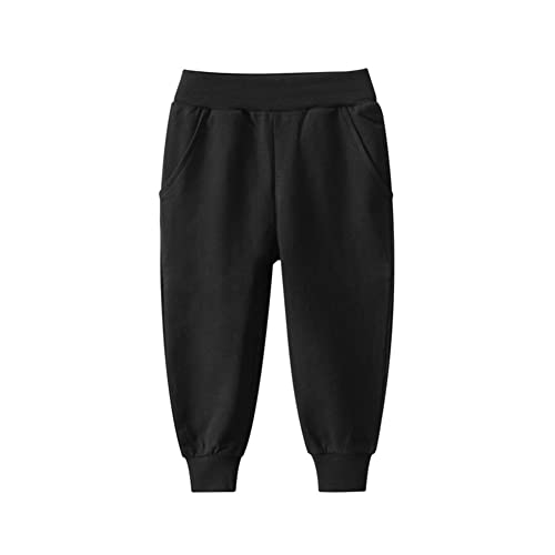 imKutie Toddler Boys Kids Cotton Pants Elastic Waist Joggers Tracksuit Trousers Casual School Trousers Bottoms for 1-9 Years Old Black
