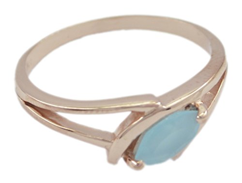 Bague bleu calcédoine anti-allergie argent 925 or RIYO anneau taille 53