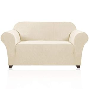 PrinceDeco Stretch Loveseat Sofa Cover Slipcover Couch Cover for 2 Cushion Sofa Washable Sofa Cover for Pets Friendly Furniture Protector Covers with Non Slip BottomLoveseat Biscotti Beige
