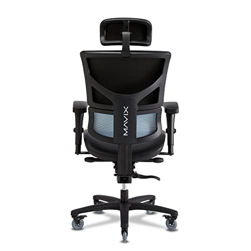 MAVIX M9 Gaming Chair, Dynamic Variable Lumbar & Cool Comfort Seating - Ergonomic Swivel Chair/Height Adjustable/Headrest/Perfect for Gaming or Office (Black/Glacier)