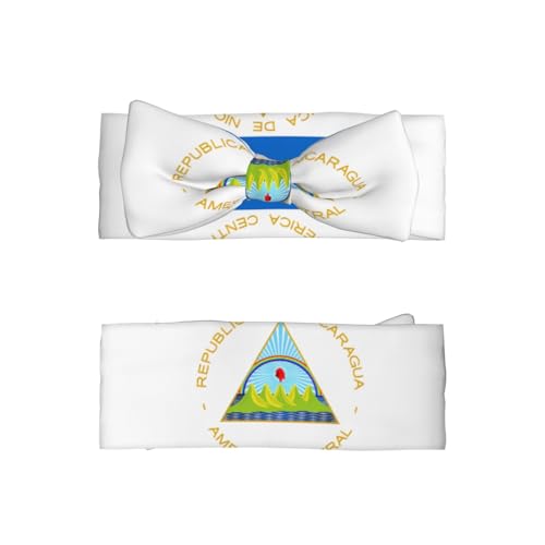 Flag of Nicaragua Prints Baby Bow Headband Super Stretchy Soft Bows Hair Accessories for Newborn Infants Toddlers Kids Girls2