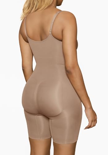 Image of SHAPERX Shapewear for Women Tummy Control Bodysuit Mid Thigh Body Shaper Shorts for a Lifted Look