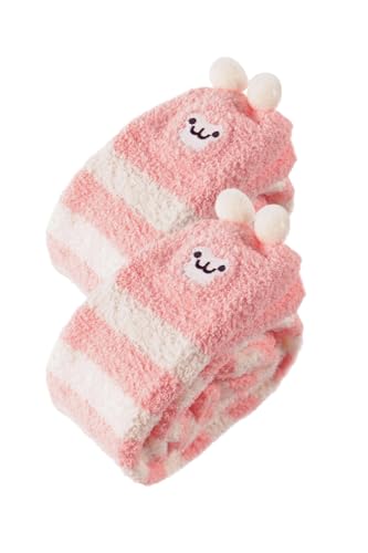 Image of CutiePlusU Womens Thigh High Fuzzy Socks Coral Fleece Over Knee High Sock - 1 Pair