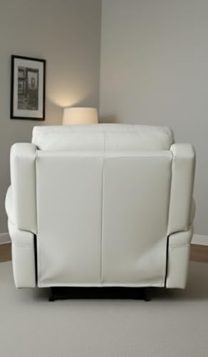 Image of Snow White Recliner Chair | Motorised Recliner Chair | Leather Motorised Recliner | Single Sofa Recliner | 1 Seater Chair | 1 Year Warranty | White Leather