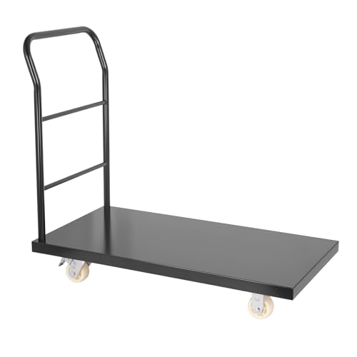 Heavy Duty Platform Truck, 3000 lbs Capacity Steel Flatbed Cart, 47" x 24" Push Cart Dolly, Black Platform Cart for Luggage and Equipment Moving