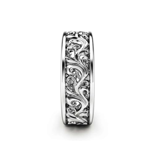 Filigree Leaf Antique Design Wedding Engagement Band Ring for Women in 925 Sterling Silver White Gold Finish3