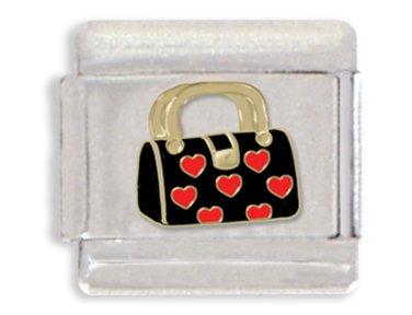 Clearly CharmingBlack Purse Italian Charm Bracelet Link