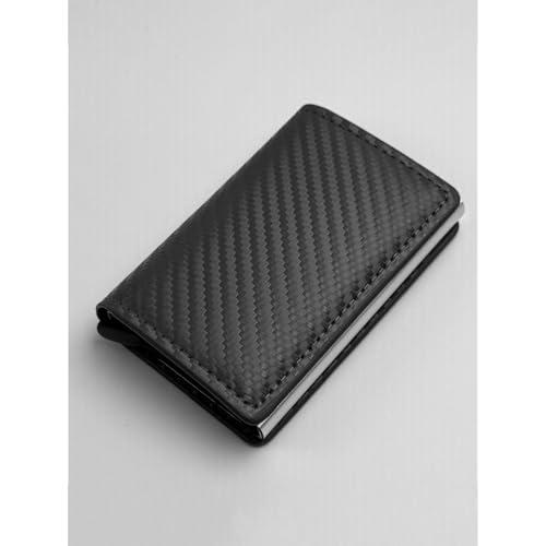 Slim Wallet for Men and Women，RFID Blocking Mens Wallet, Pocket Minimalist Bifold Bussiness Card Holder (Black)